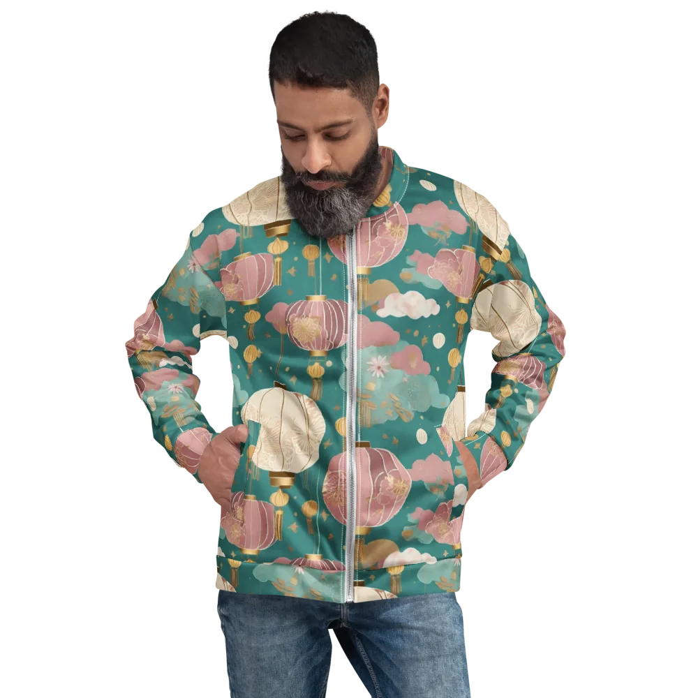 Moonlit Lantern Garden on Bomber Jacket — Front