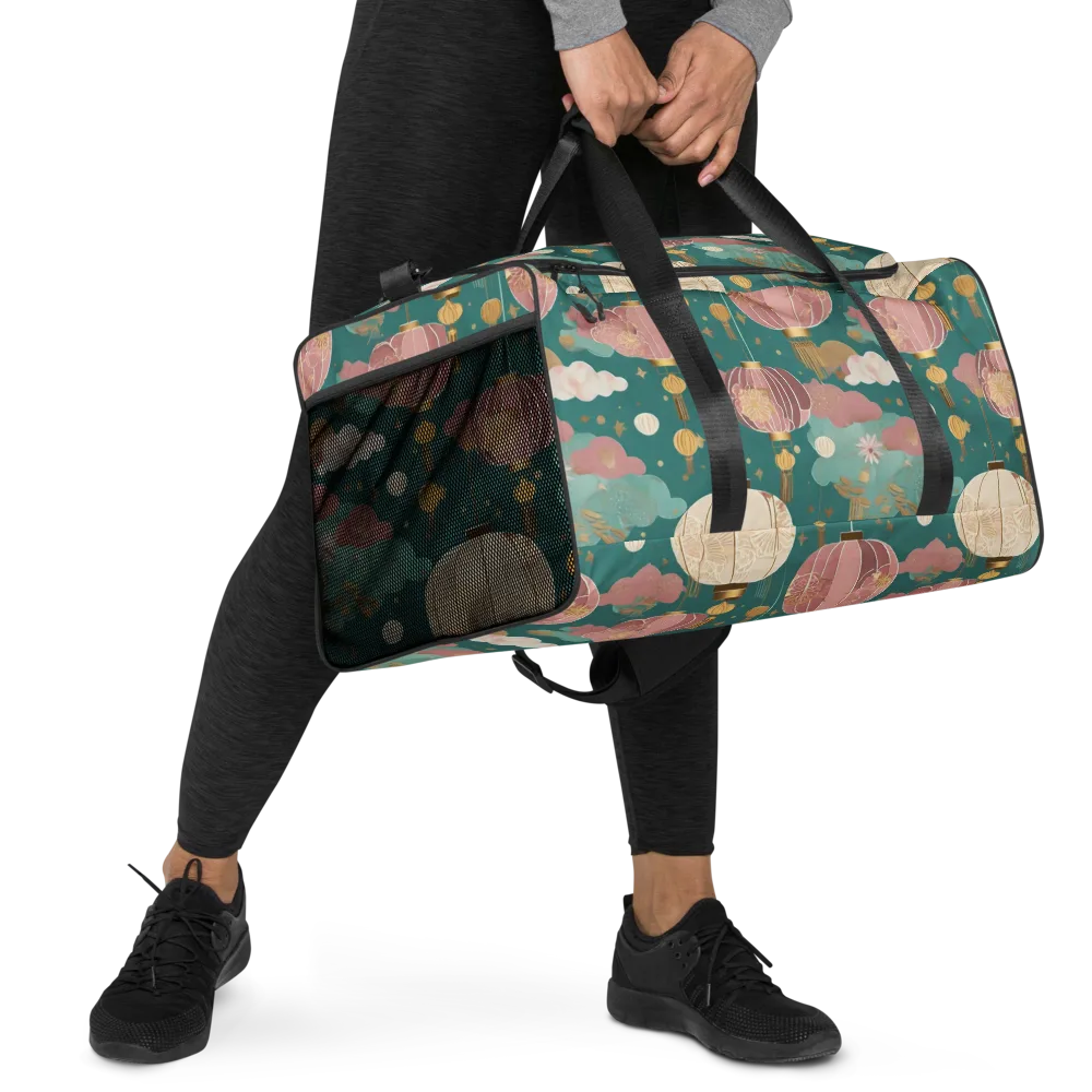 Moonlit Lantern Garden on Duffle Bag — Right Front