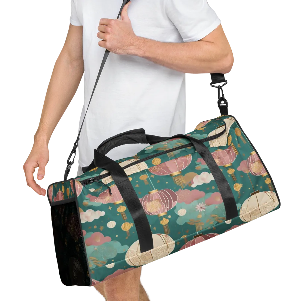 Moonlit Lantern Garden on Duffle Bag — Right Front
