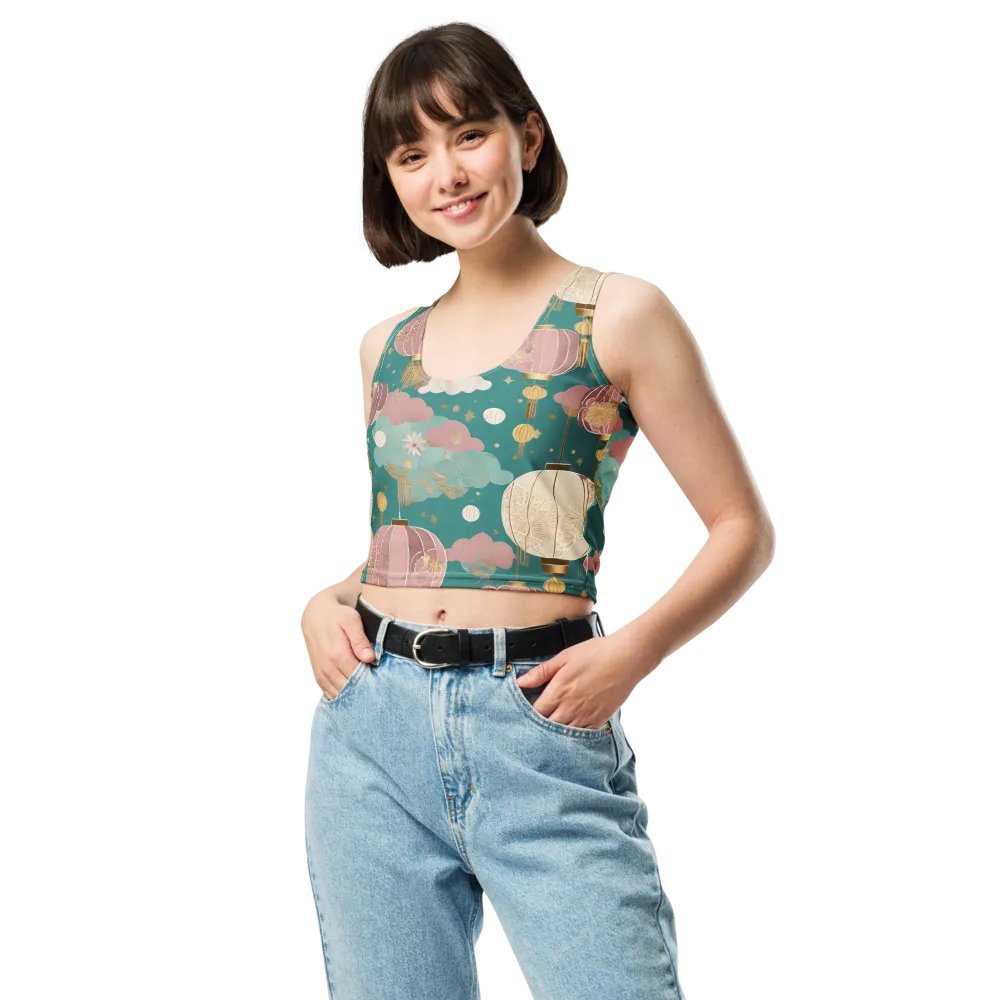 Moonlit Lantern Garden on Crop Top — Front