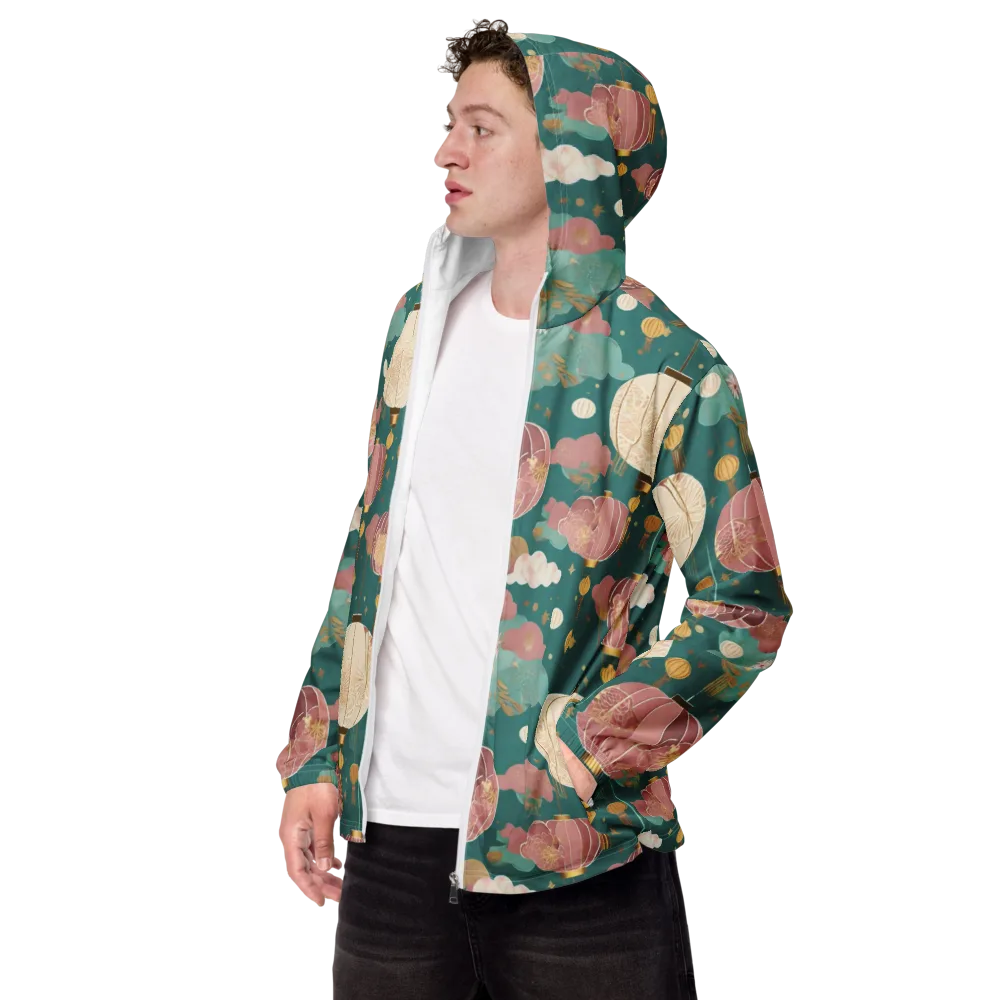 Moonlit Lantern Garden on Men's Windbreaker — Left Front