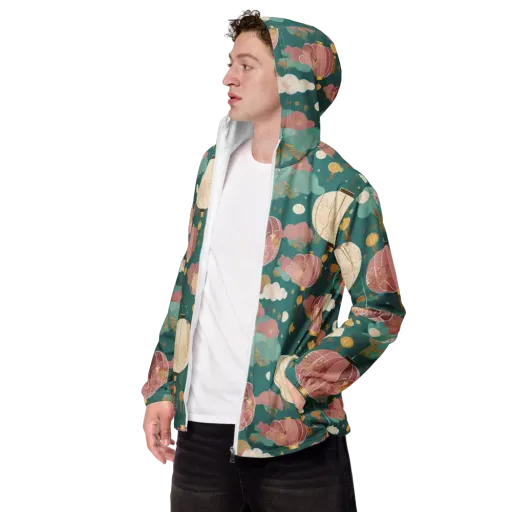 Moonlit Lantern Garden on a Men's Windbreaker