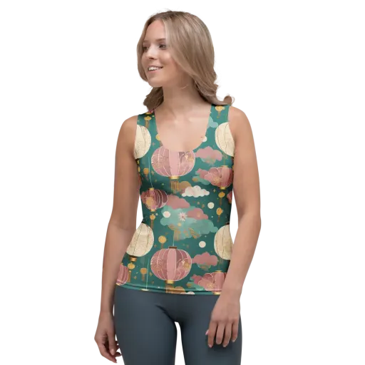 Moonlit Lantern Garden on a Women's Tank Top