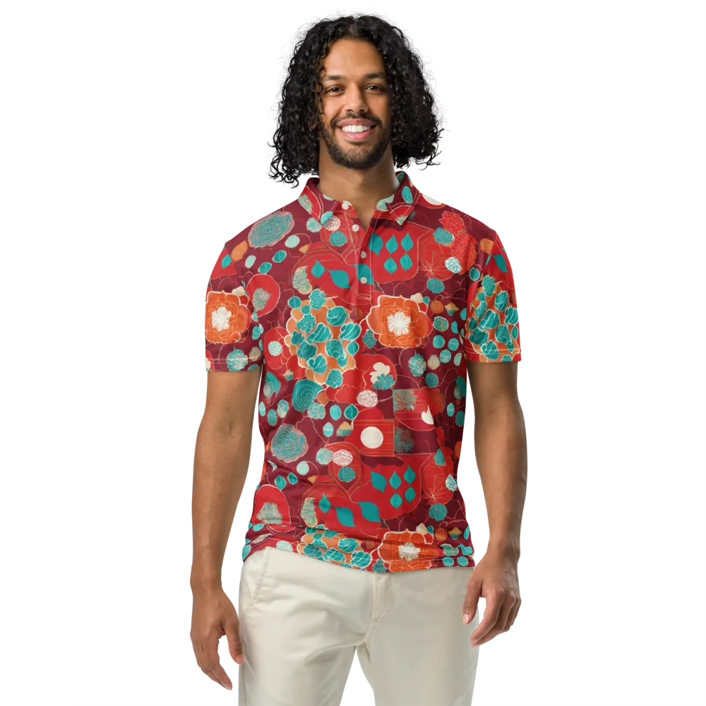 Crimson Succulent on Men's Slim Fit Polo Shirt — Front