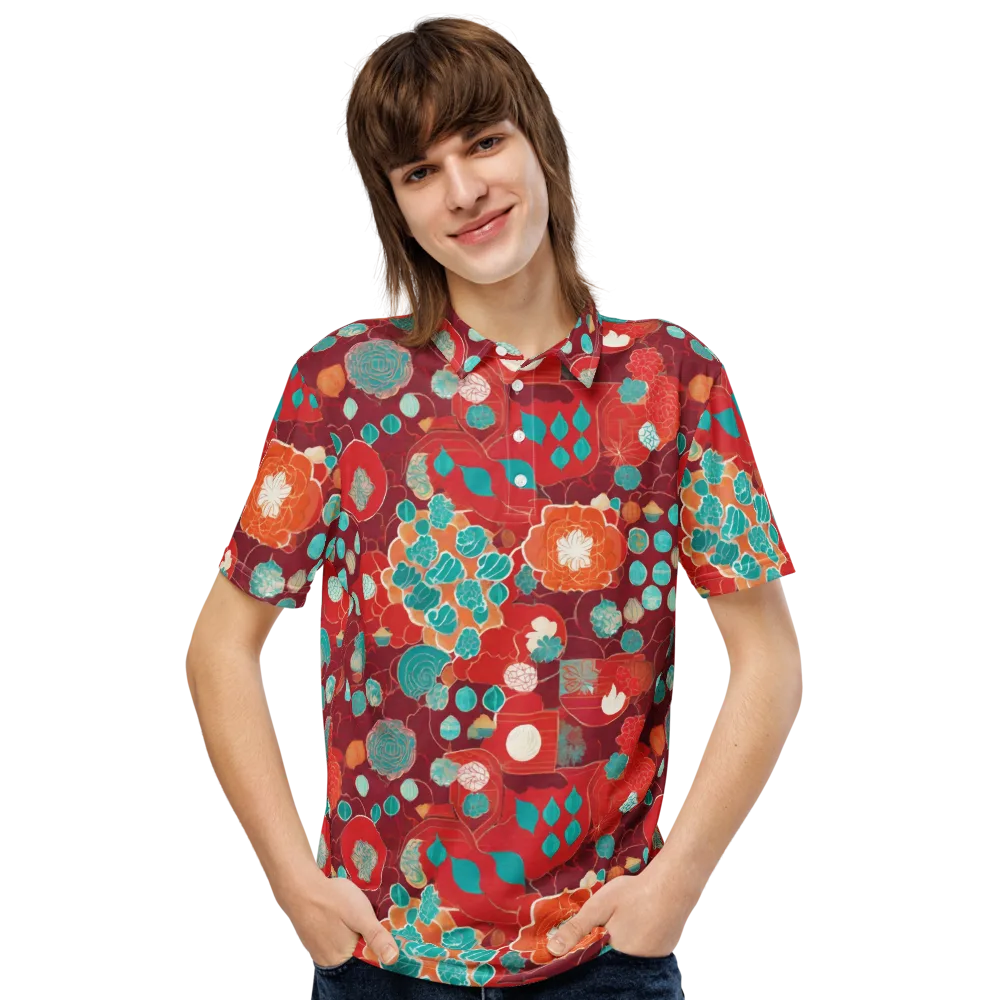 Crimson Succulent on Men's Slim Fit Polo Shirt — Front