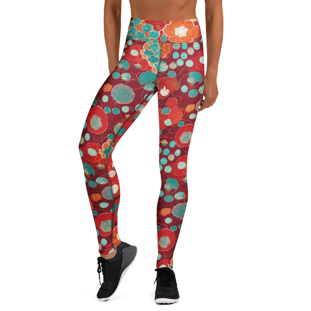 Crimson Succulent on Yoga Leggings — Front