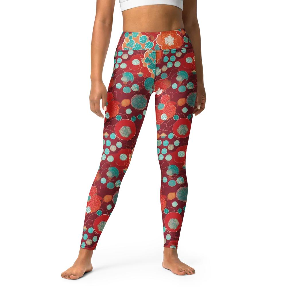 Crimson Succulent on Yoga Leggings — Front