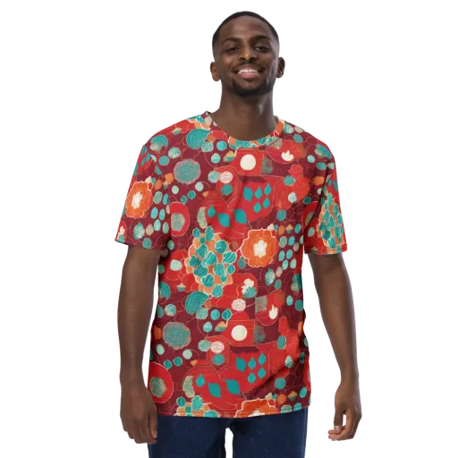 Crimson Succulent on a Men's Crew Neck T-Shirt