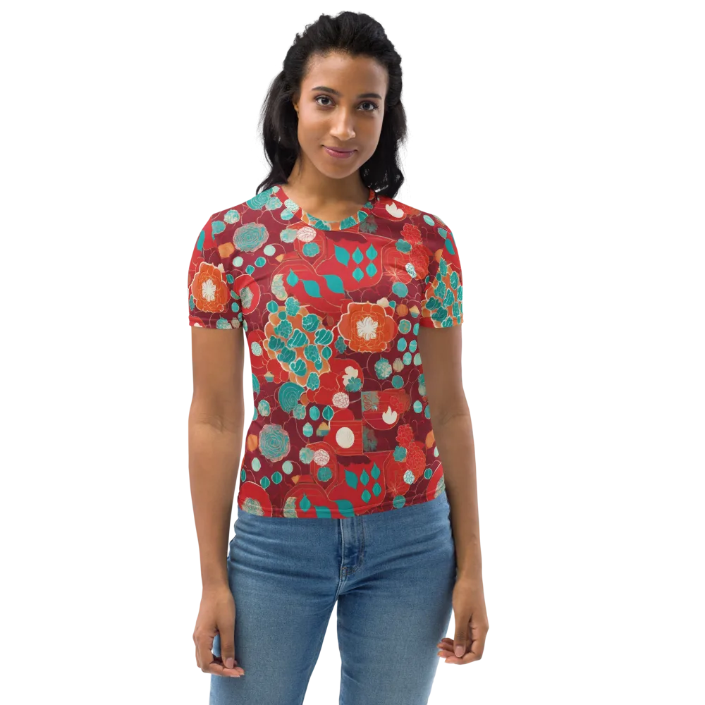 Crimson Succulent on Women's Crew Neck T-Shirt — Front