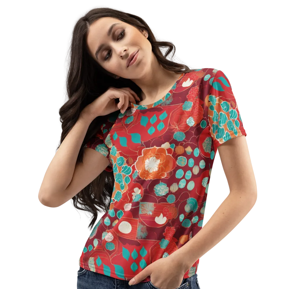 Crimson Succulent on Women's Crew Neck T-Shirt — Left Front
