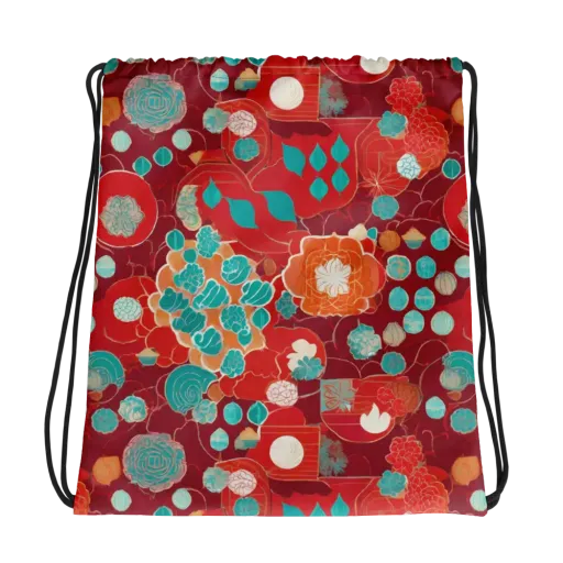 Crimson Succulent on a Drawstring Bag