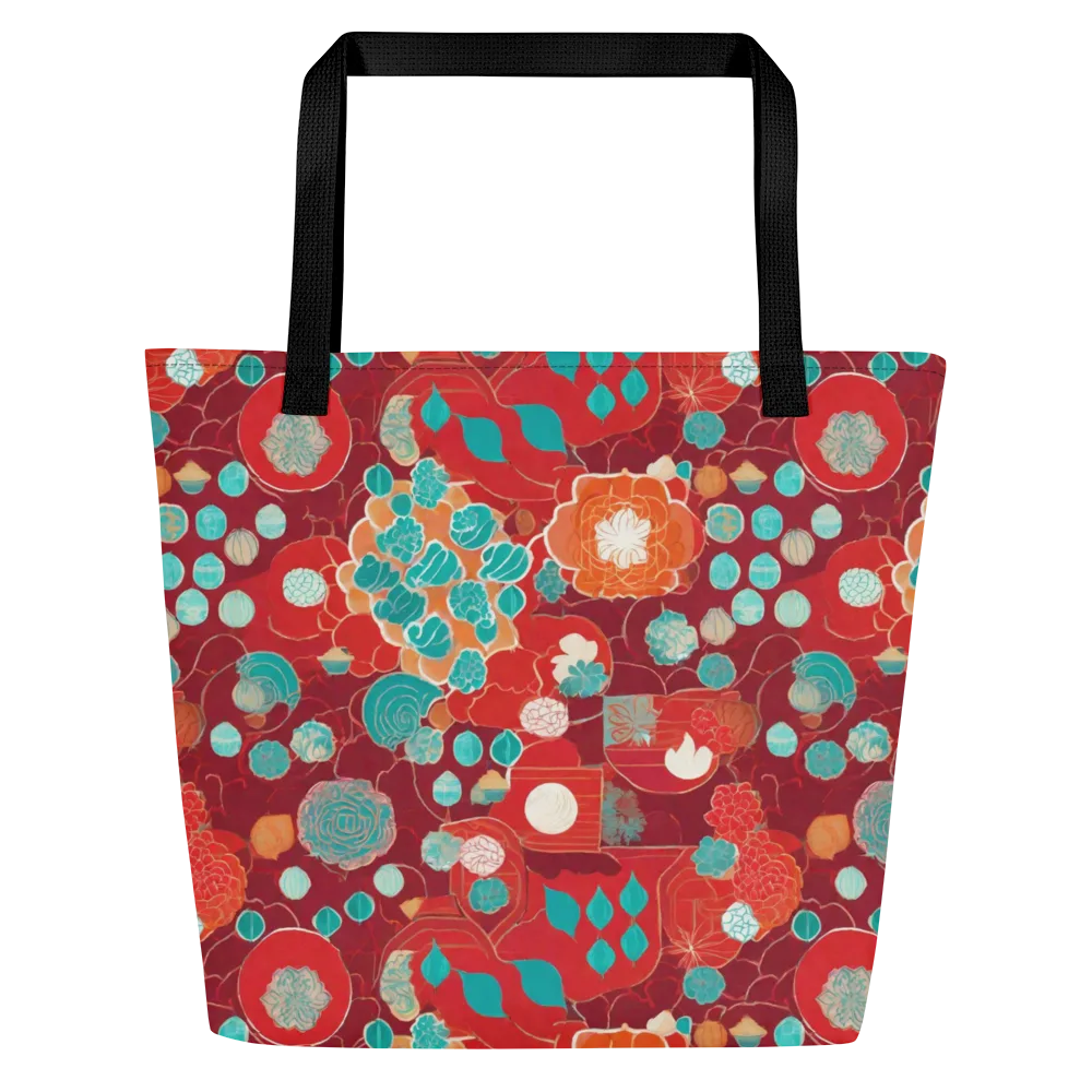 Crimson Succulent on Large Tote Bag W/ Pocket — Front