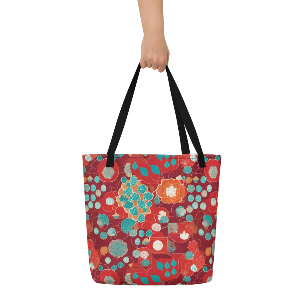 Crimson Succulent on Large Tote Bag W/ Pocket — Front