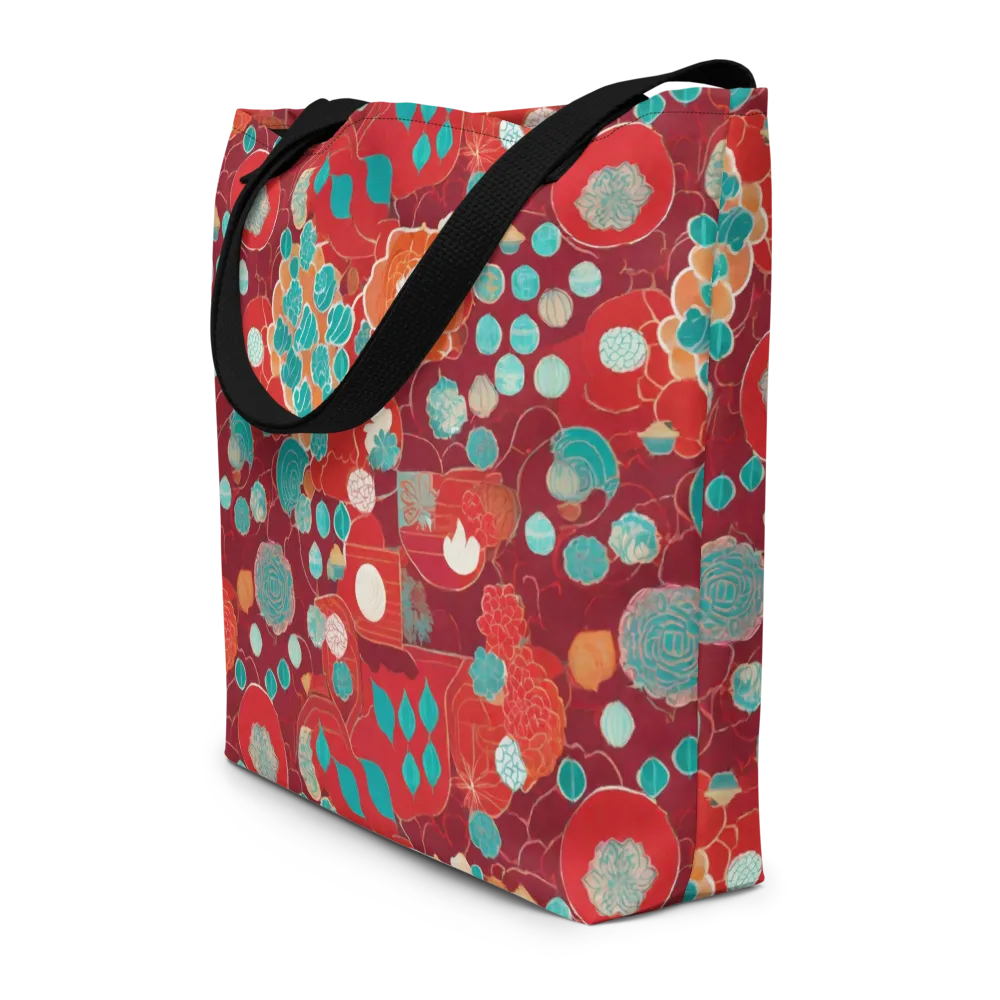 Crimson Succulent on Large Tote Bag W/ Pocket — Front