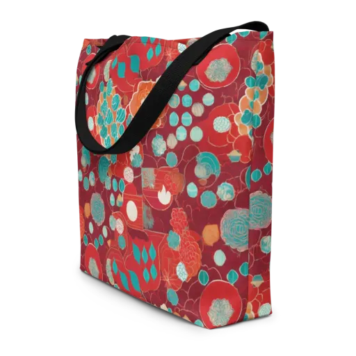Crimson Succulent on a Large Tote Bag W/ Pocket