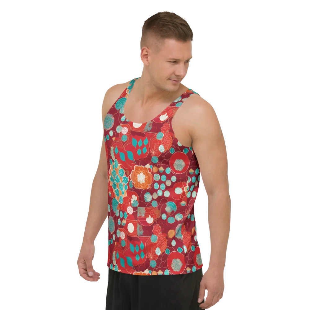 Crimson Succulent on Men's Tank Top — Left Front