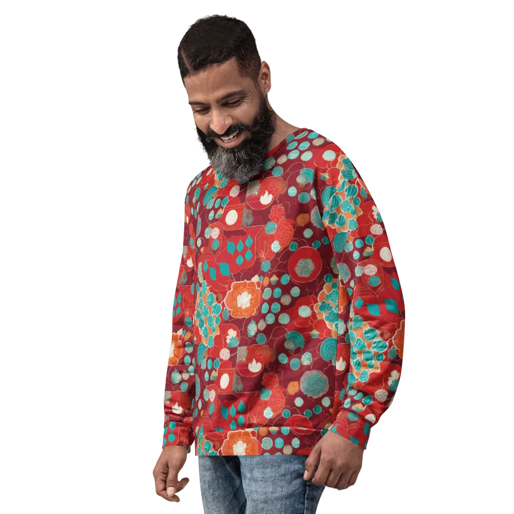 Crimson Succulent on Sweatshirt — Left Front