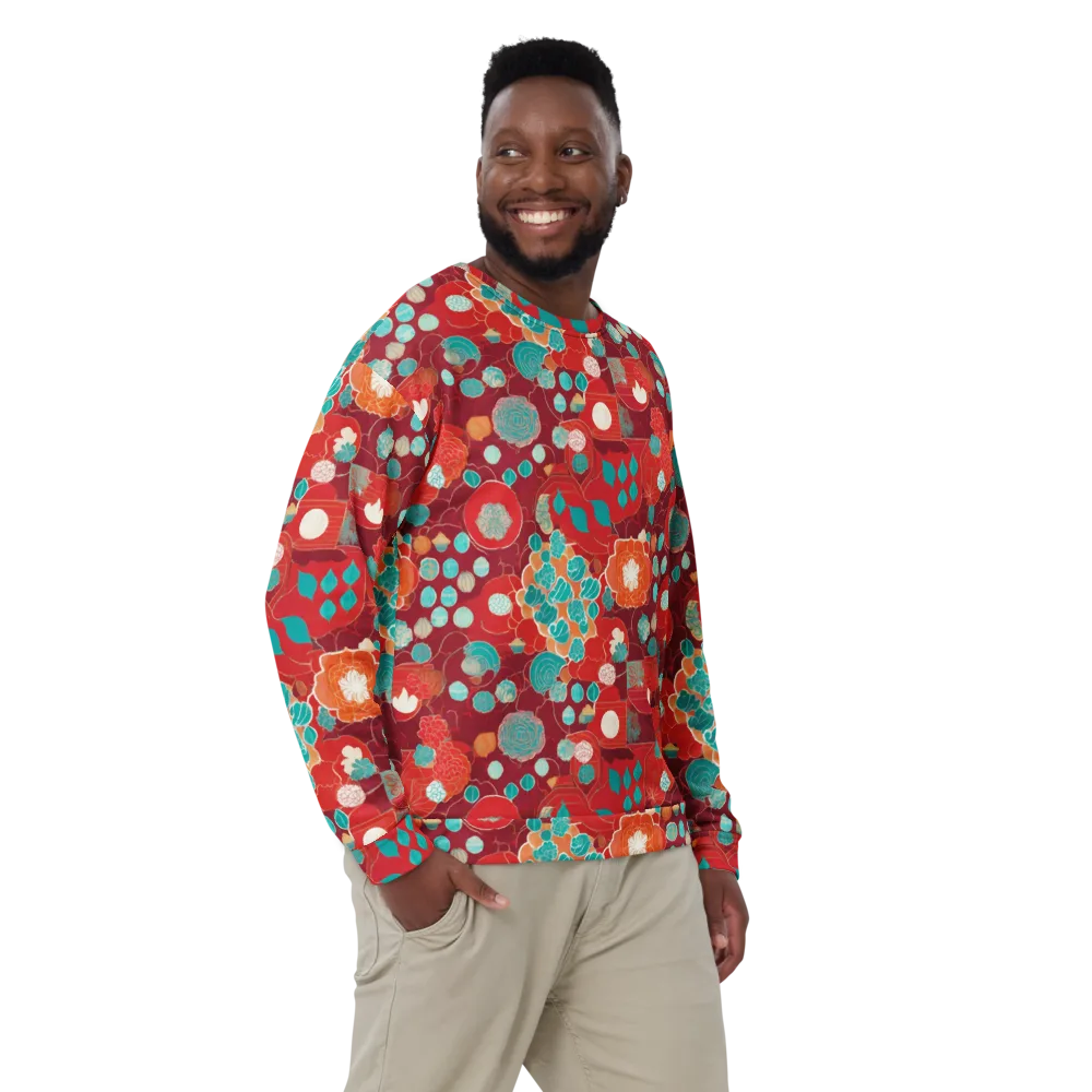 Crimson Succulent on Sweatshirt — Front