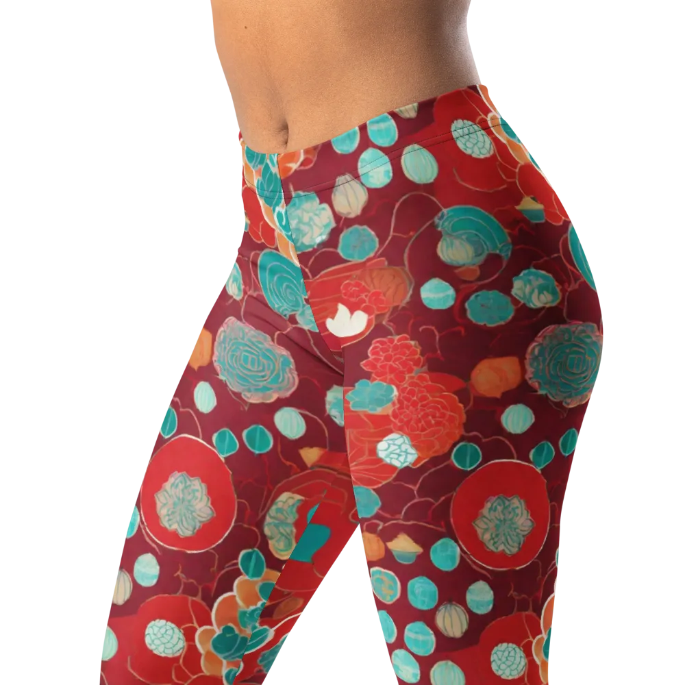 Crimson Succulent on Leggings — Left Front