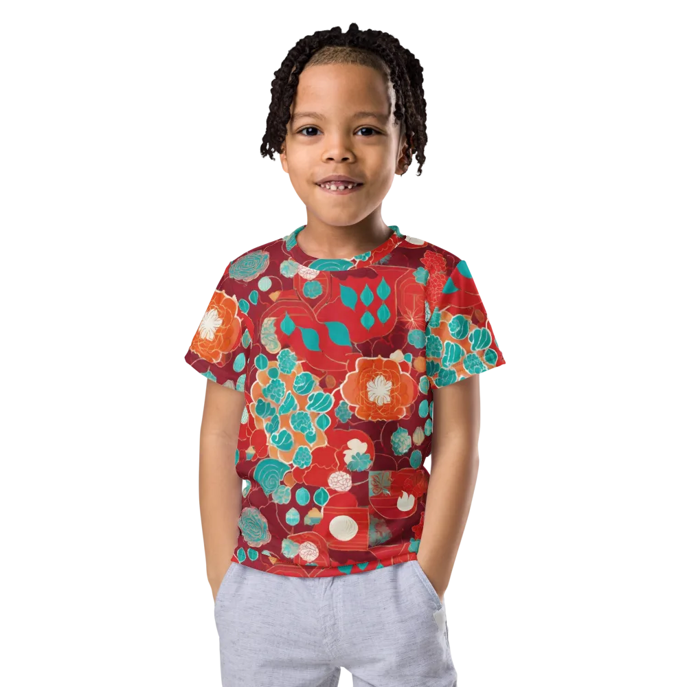 Crimson Succulent on Kids Crew Neck T-Shirt — Front