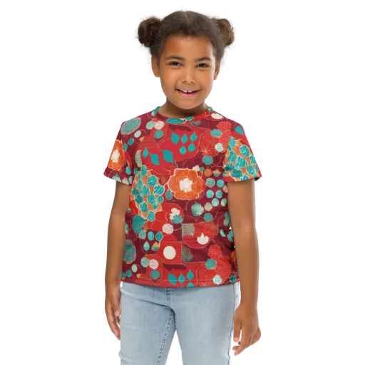 Crimson Succulent on a Kids Crew Neck T-Shirt