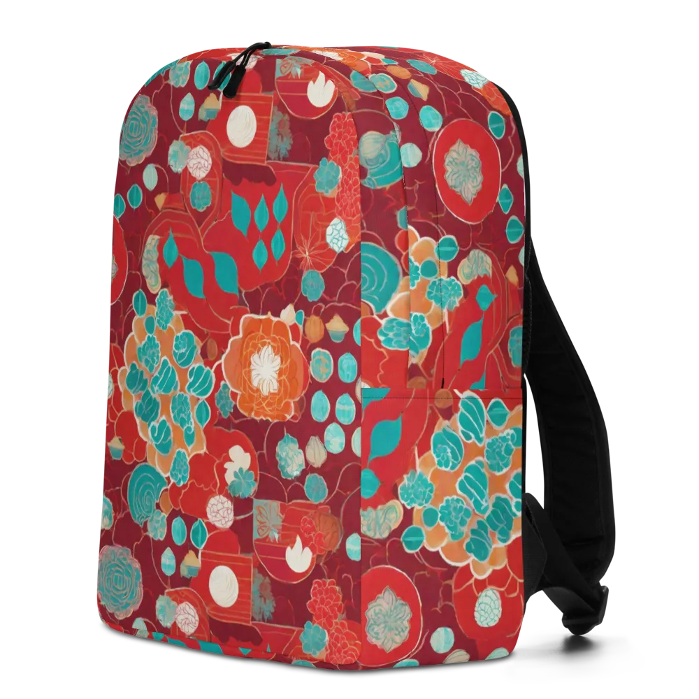 Crimson Succulent on Minimalist Backpack — Left
