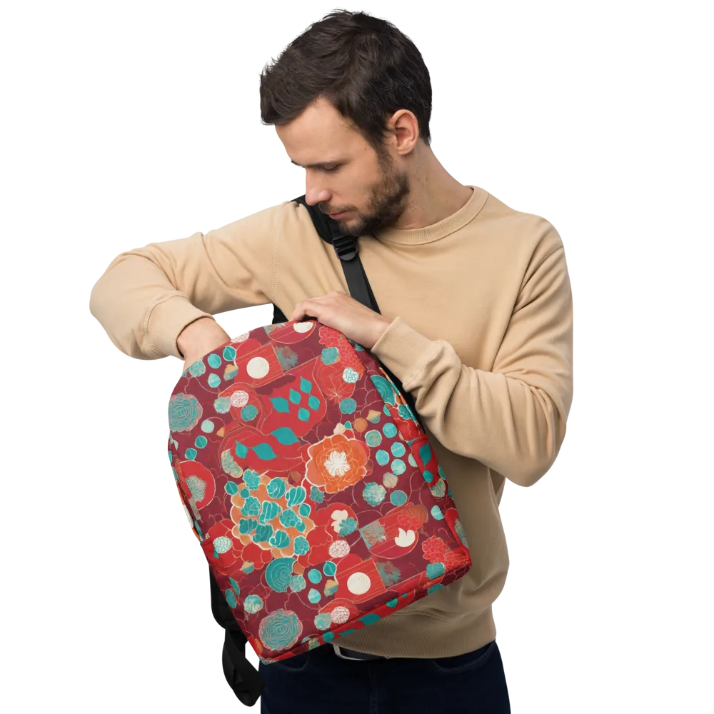 Crimson Succulent on Minimalist Backpack — Front