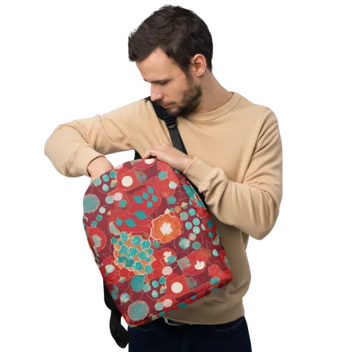 Crimson Succulent on a Minimalist Backpack