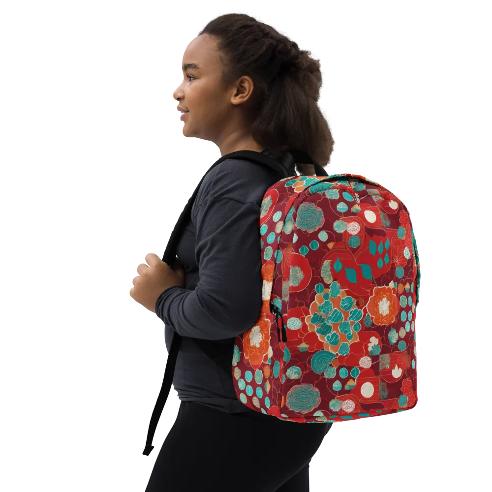 Crimson Succulent on Minimalist Backpack — Right Front