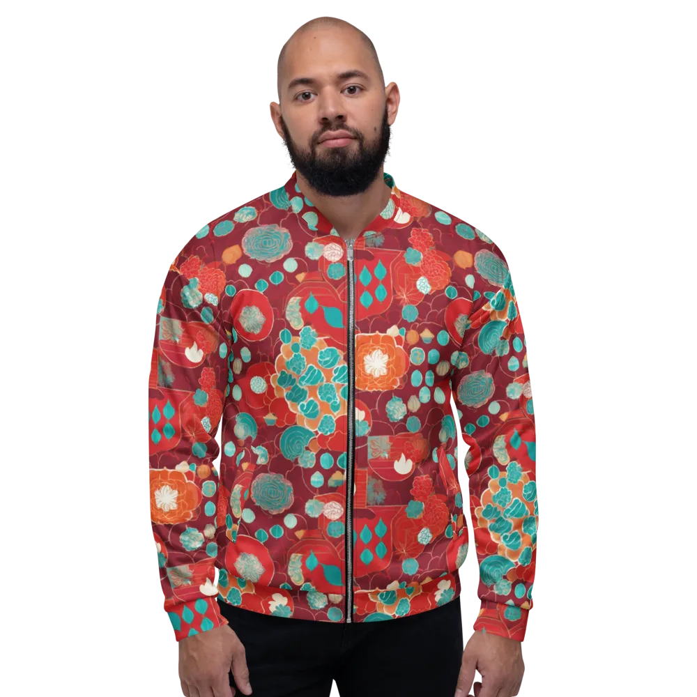 Crimson Succulent on Bomber Jacket — Front
