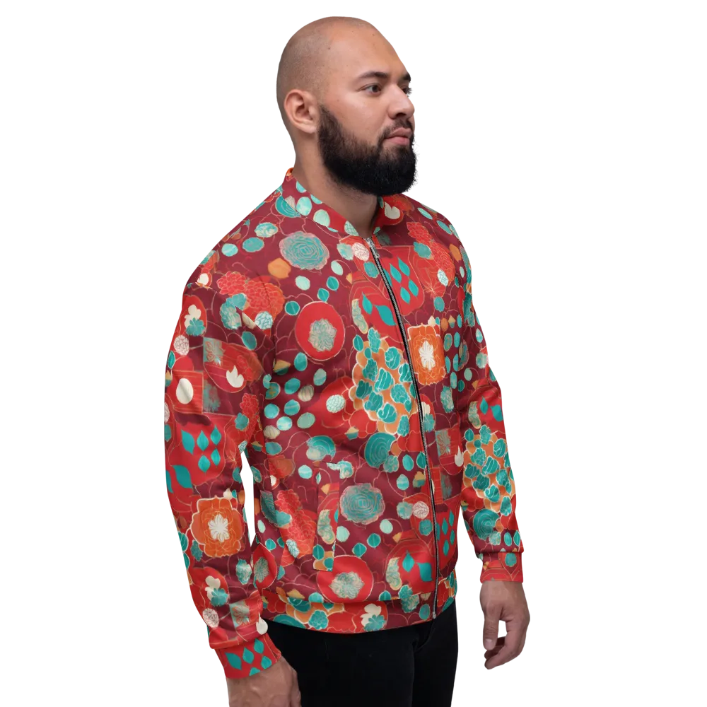 Crimson Succulent on Bomber Jacket — Right