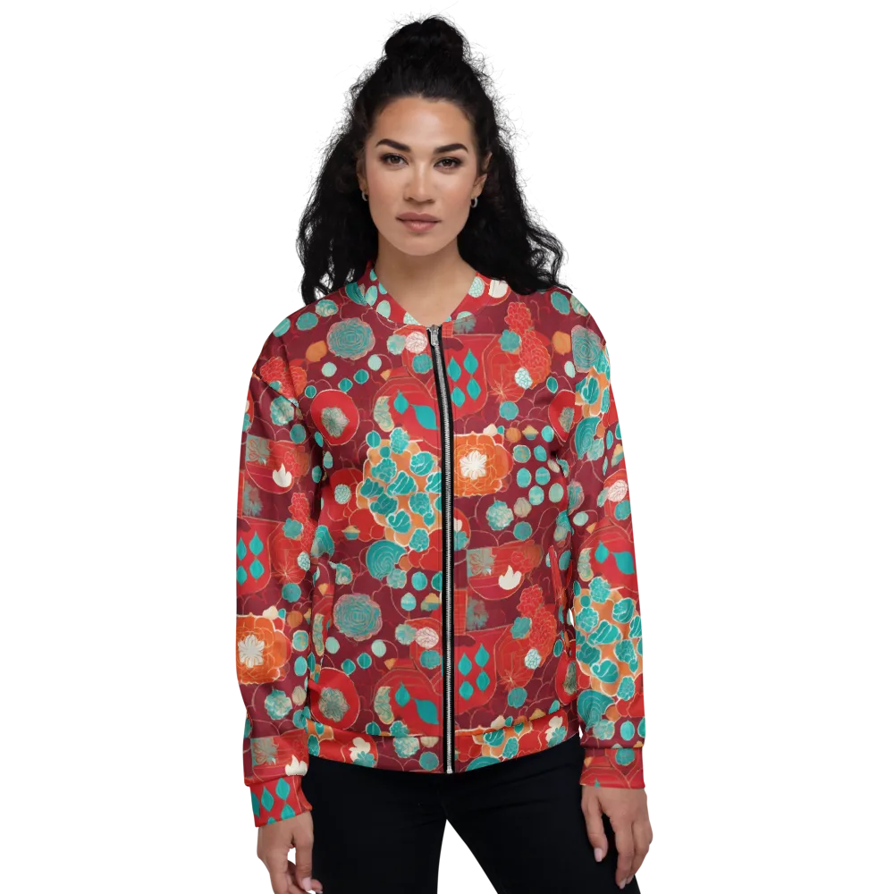 Crimson Succulent on Bomber Jacket — Front