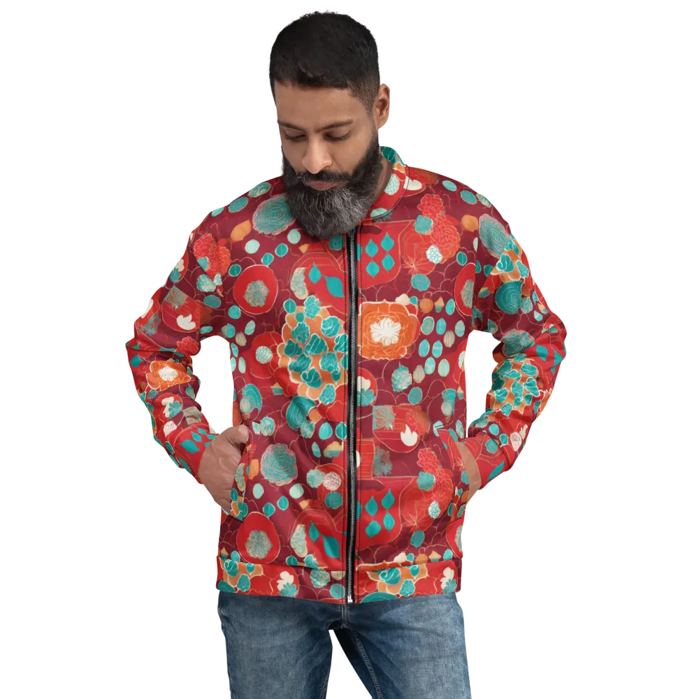 Crimson Succulent on Bomber Jacket — Front