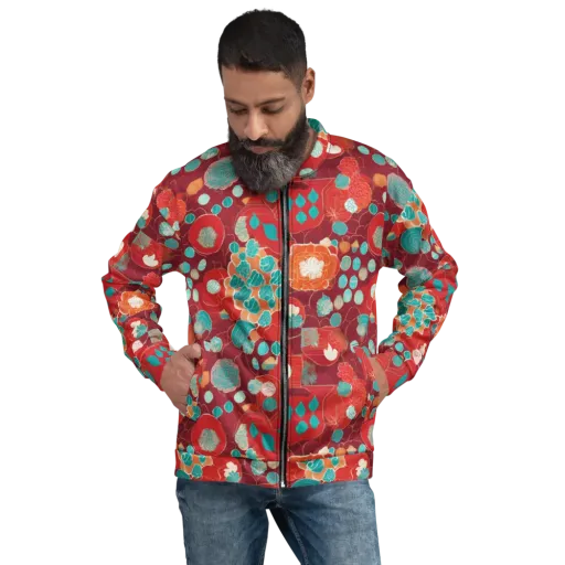 Crimson Succulent on a Bomber Jacket