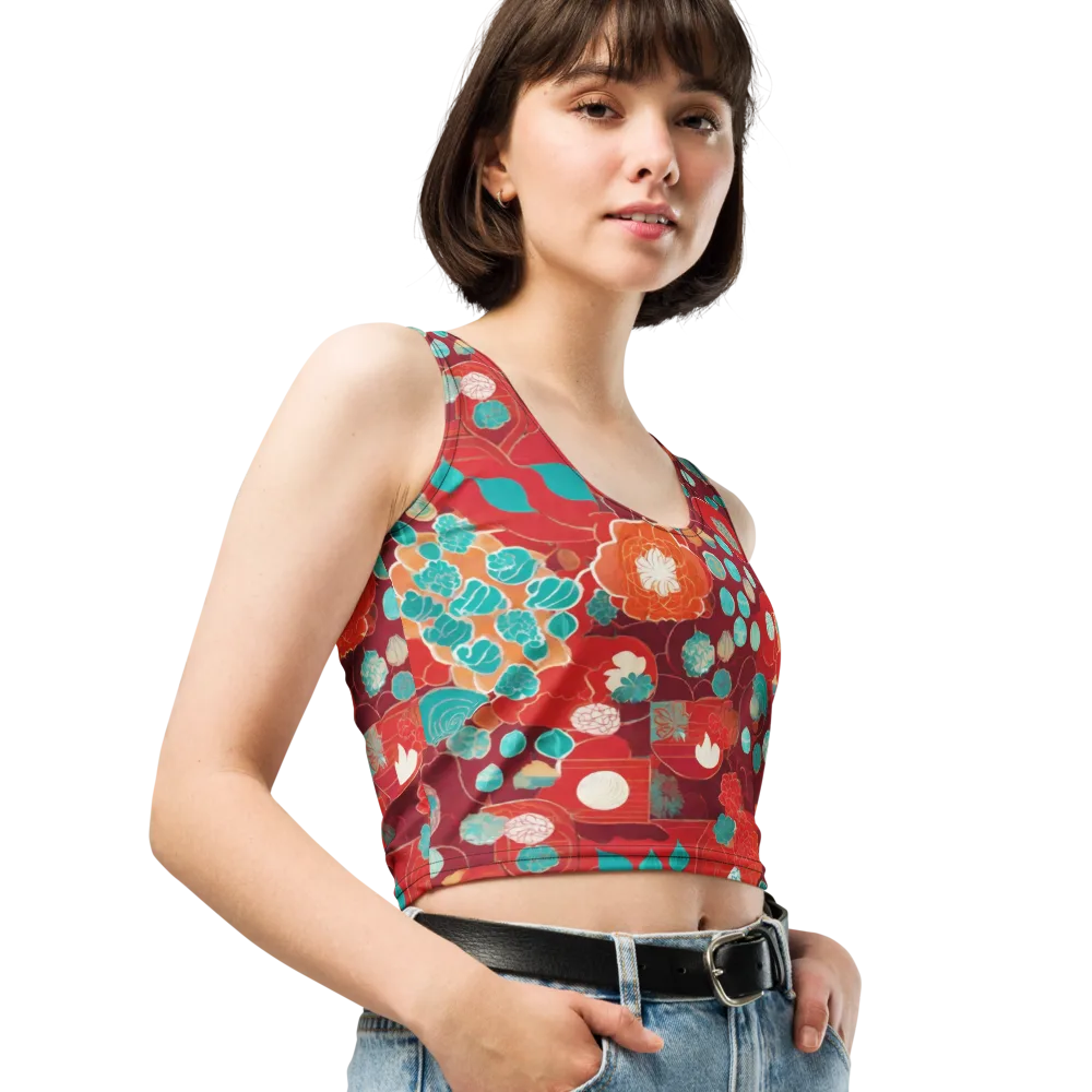 Crimson Succulent on Crop Top — Right Front