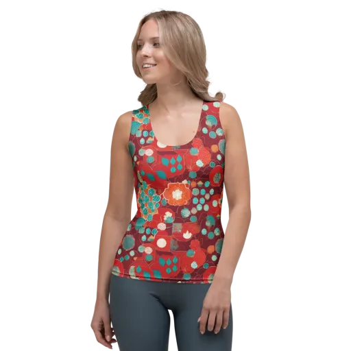 Crimson Succulent on a Women's Tank Top