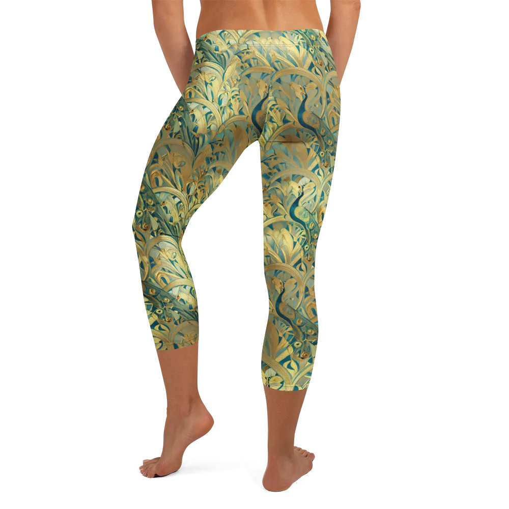 Peacock Verdure on Capri Leggings — Back
