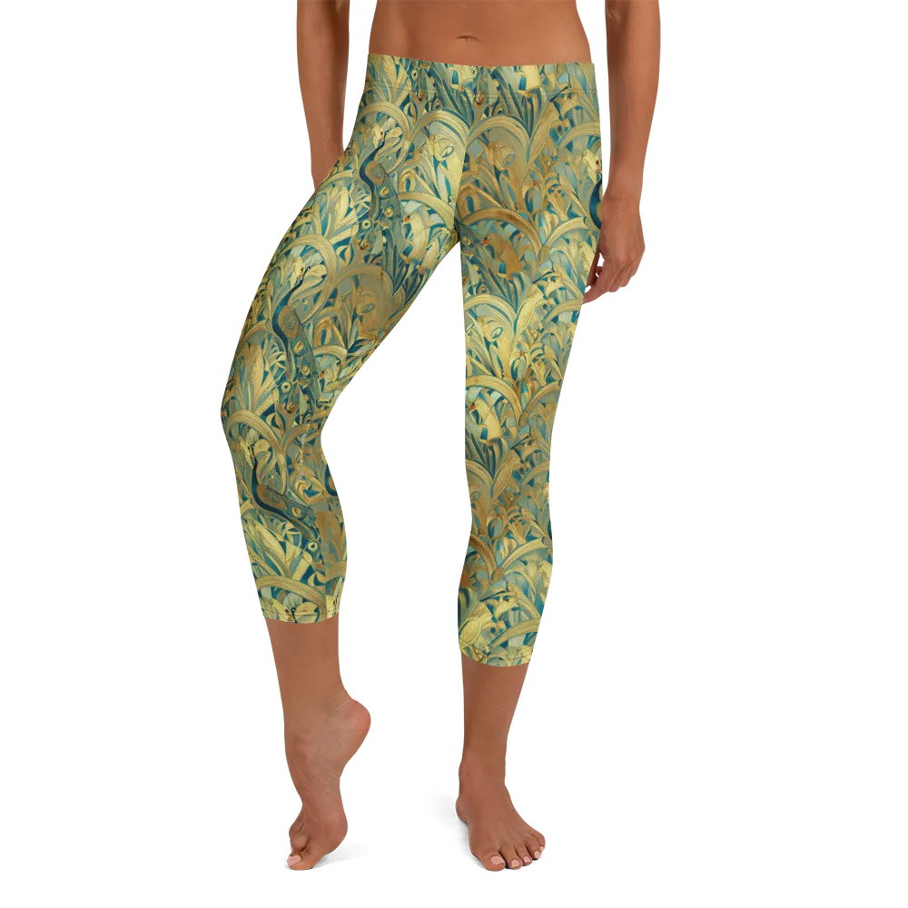 Peacock Verdure on Capri Leggings — Front