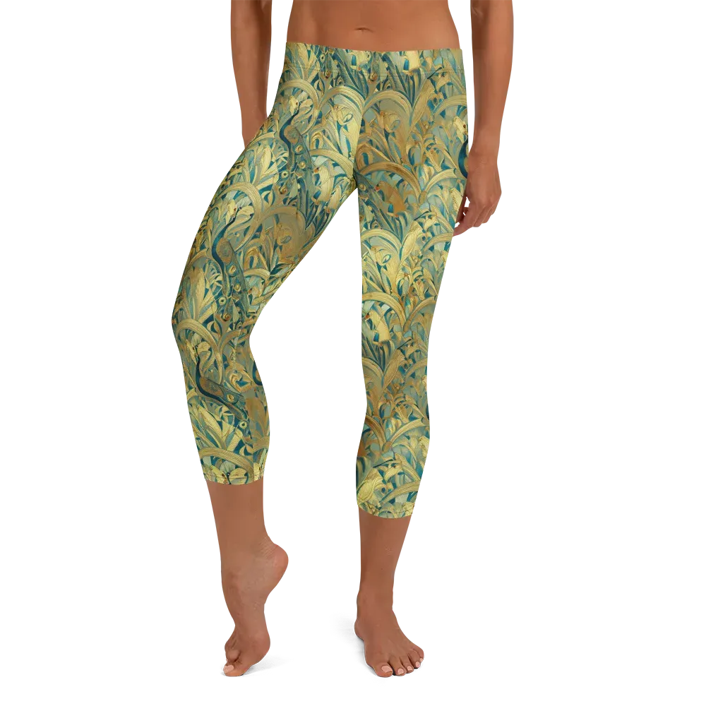 Peacock Verdure on Capri Leggings — Front