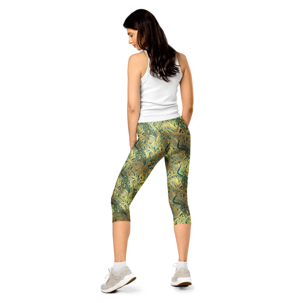 Peacock Verdure on Capri Leggings — Back