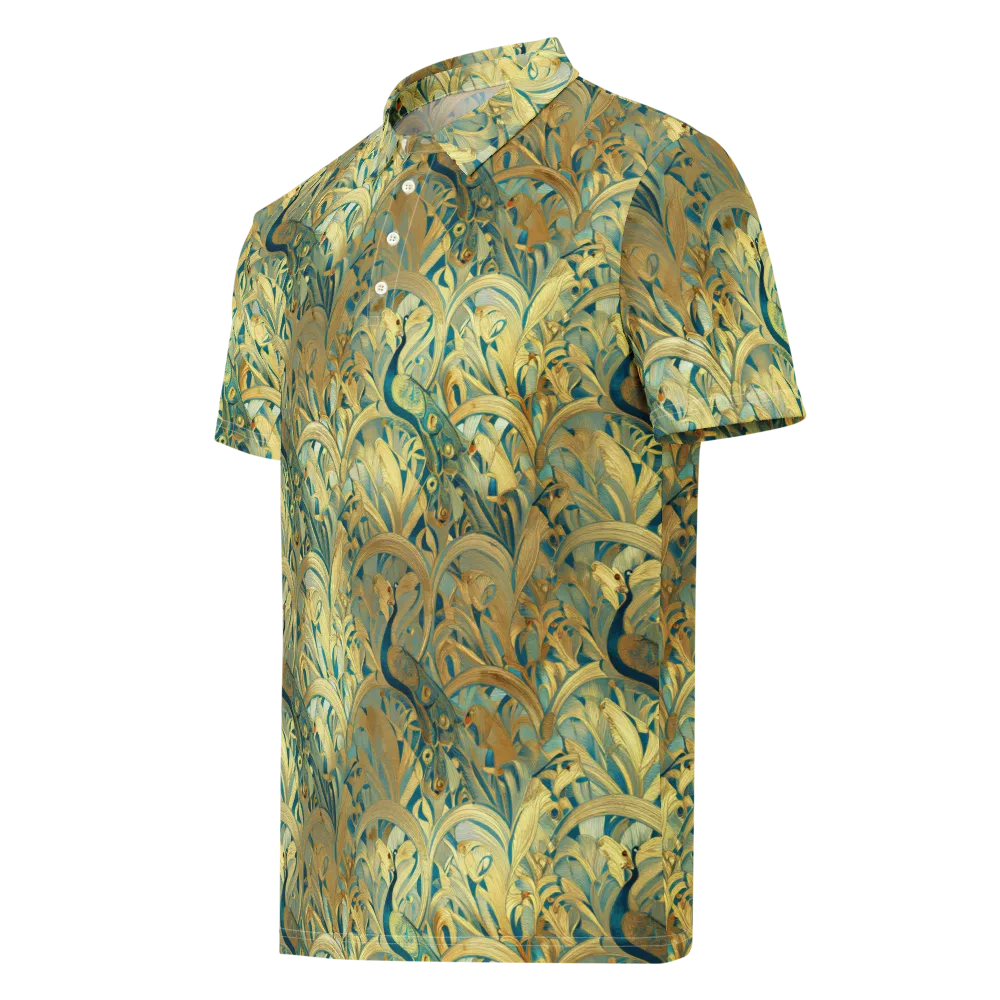 Peacock Verdure on Men's Slim Fit Polo Shirt — Left Front