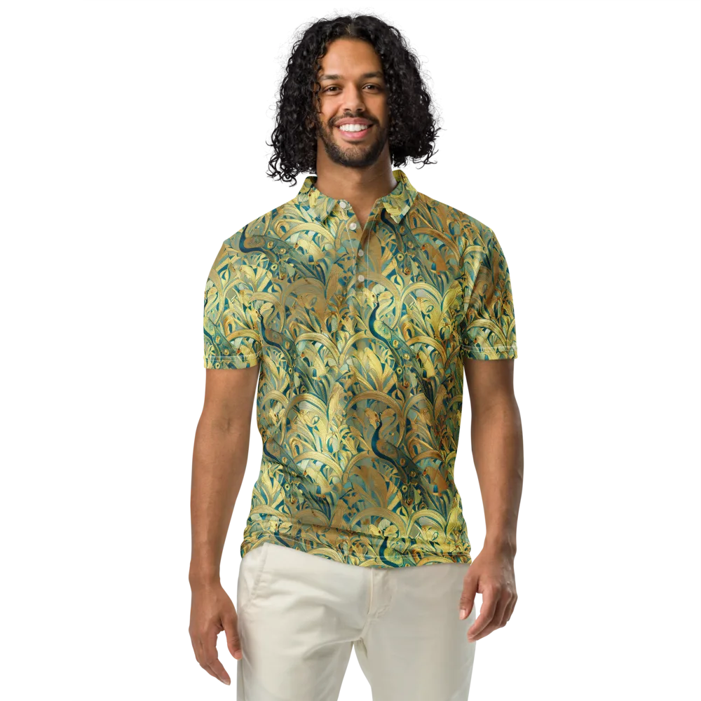 Peacock Verdure on Men's Slim Fit Polo Shirt — Front