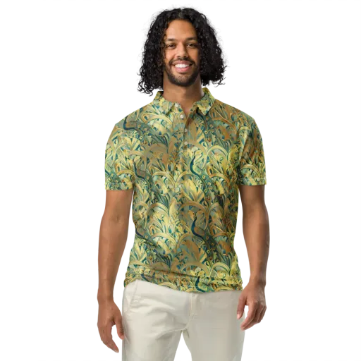 Peacock Verdure on a Men's Slim Fit Polo Shirt