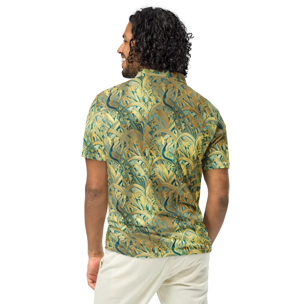 Peacock Verdure on Men's Slim Fit Polo Shirt — Back