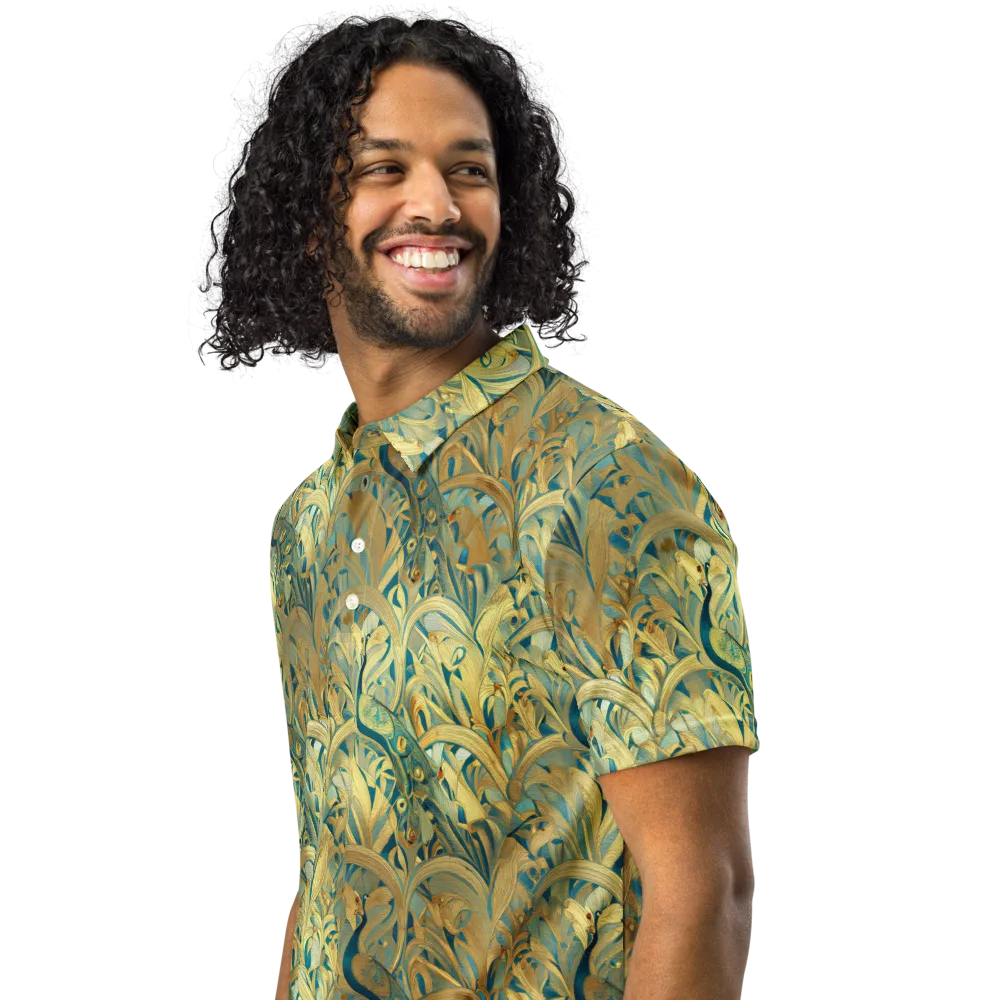 Peacock Verdure on Men's Slim Fit Polo Shirt — Left Front