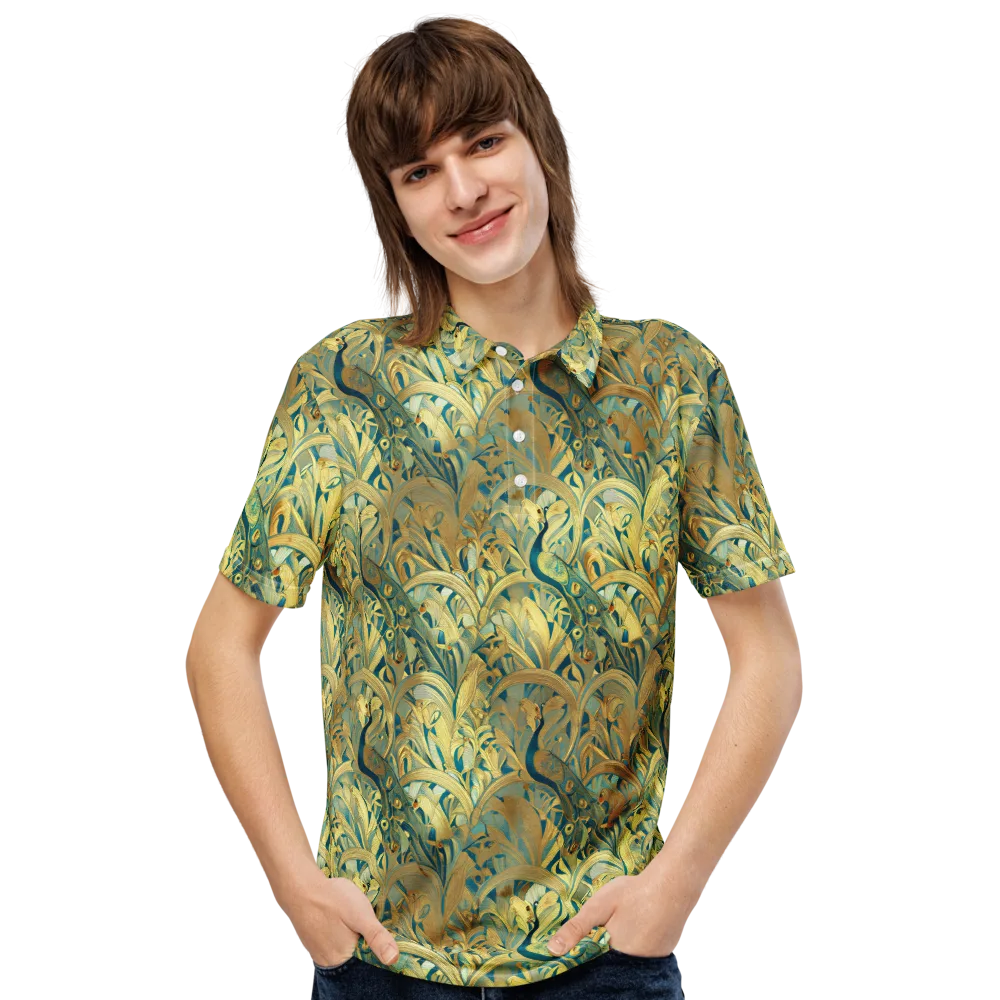Peacock Verdure on Men's Slim Fit Polo Shirt — Front