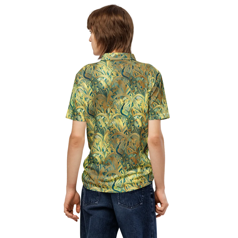 Peacock Verdure on Men's Slim Fit Polo Shirt — Back