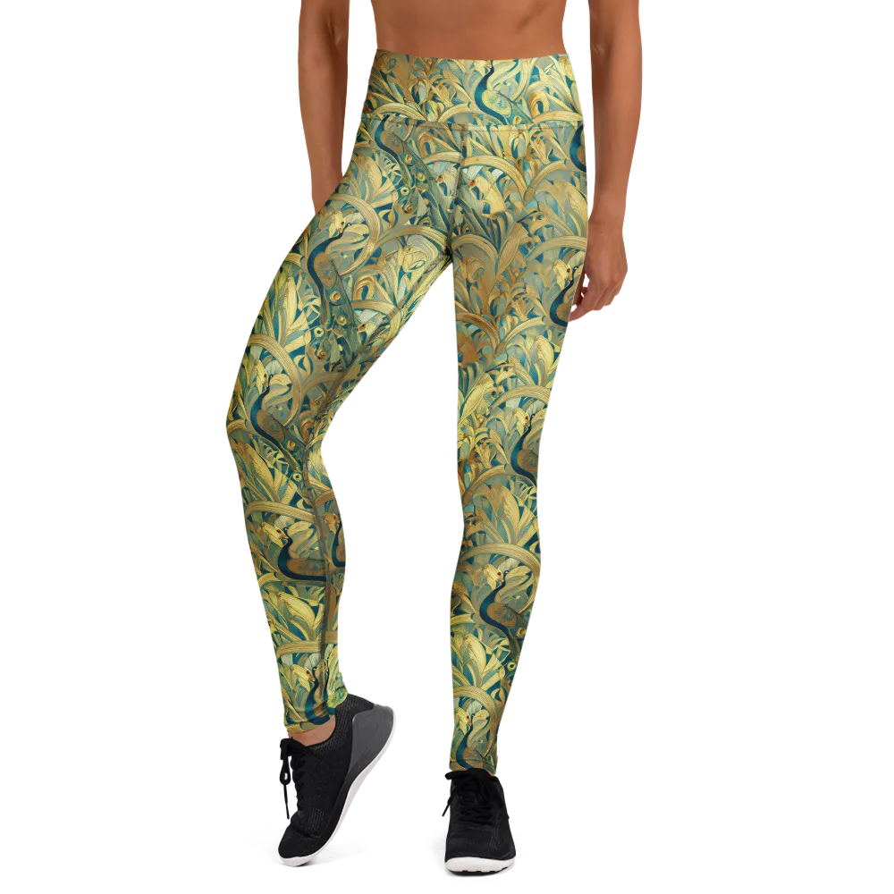Peacock Verdure on Yoga Leggings — Front