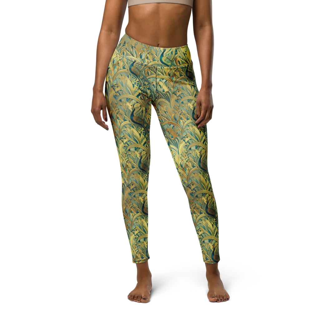 Peacock Verdure on Yoga Leggings — Front