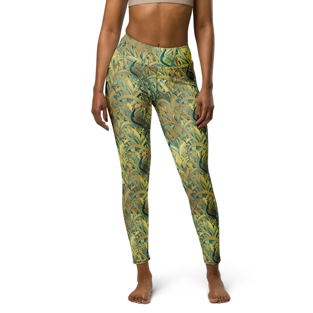 Peacock Verdure on Yoga Leggings — Front